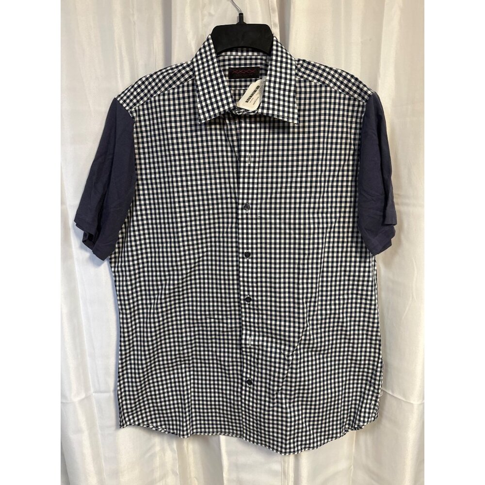Stitched Shirt Men's XL Short Sleeve  Blue Classic Gingham